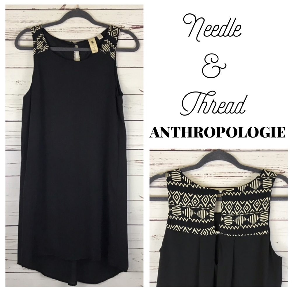 Needle & Thread for Anthro Aztec Black Shift Dress